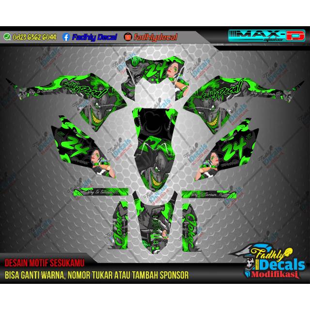 Decal klx BF joker hijau hitam