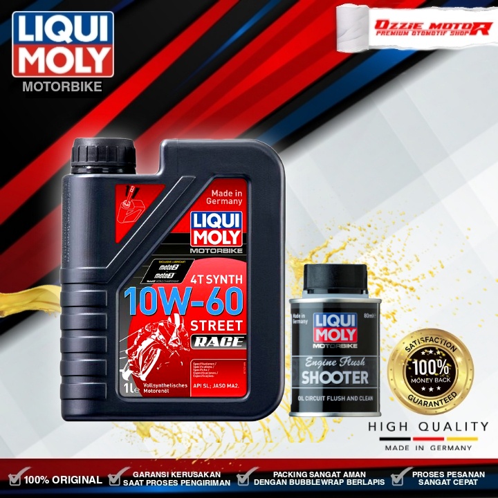 LIQUI MOLY STREET RACE 10W60 4T 1L FULLY SYNTHETIC BONUS ENGINE FLUSH