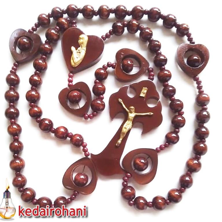 Rosario Hiasan Dinding Manik Mote Bead Kayu Besar 25 mm Rangkai Tali DZJLB7896