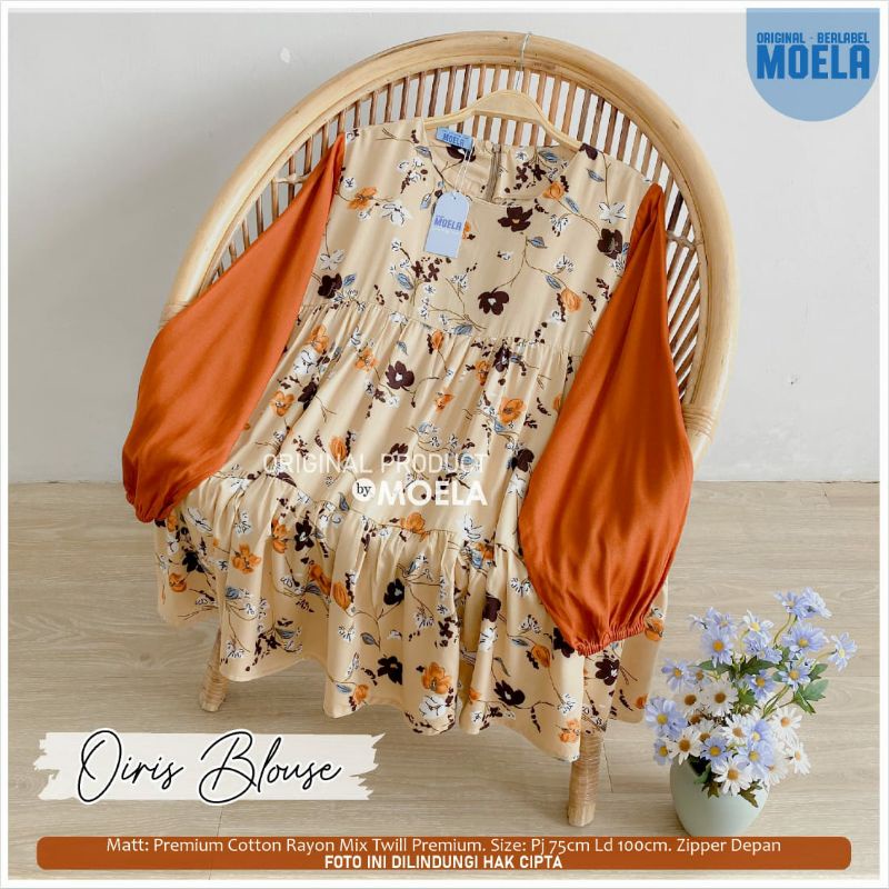 ELETA JIOLA KIKEN IMASI MIUTI NISLA OIRIS PIPRE BLOUSE BY MOELA BERLABEL | BAJU ATASAN BLOUSE WANITA JUMBO MOTIF BUNGA ABSTRAK CANTIK OOTD KEKINIAN TRENDY | LD 100-1