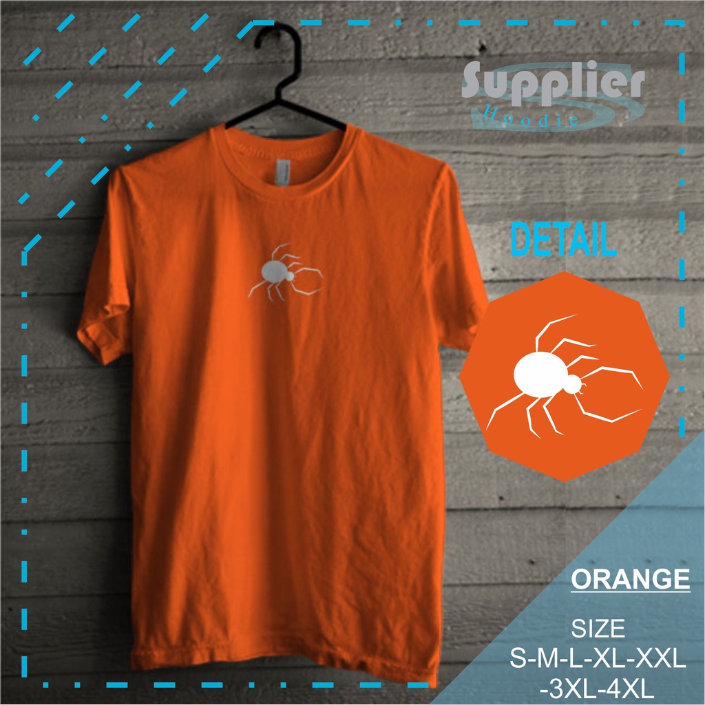 Kaos Pria Dewasa Distro Original Murah Promo Jumbo Motif Spider Orange Streetwear Sporty