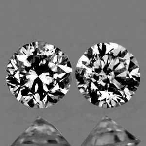 Untreated Matching Pair Round Diamond Cut 2.00mm 0.08Ct/2Pcs Natural Diamond D-F Color DD007