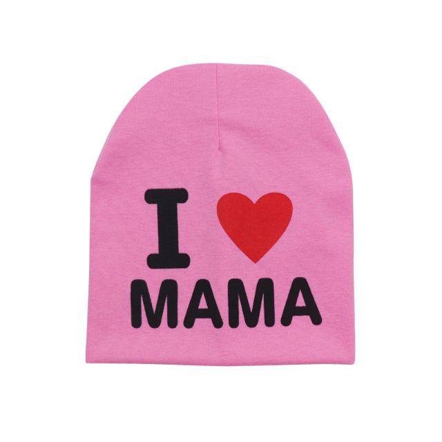 TOPI KUPLUK BAYI / TOPI ANAK UNISEX LUCU ( I LOVE MAMA / I LOVE PAPA )-I❤Mama - Pink