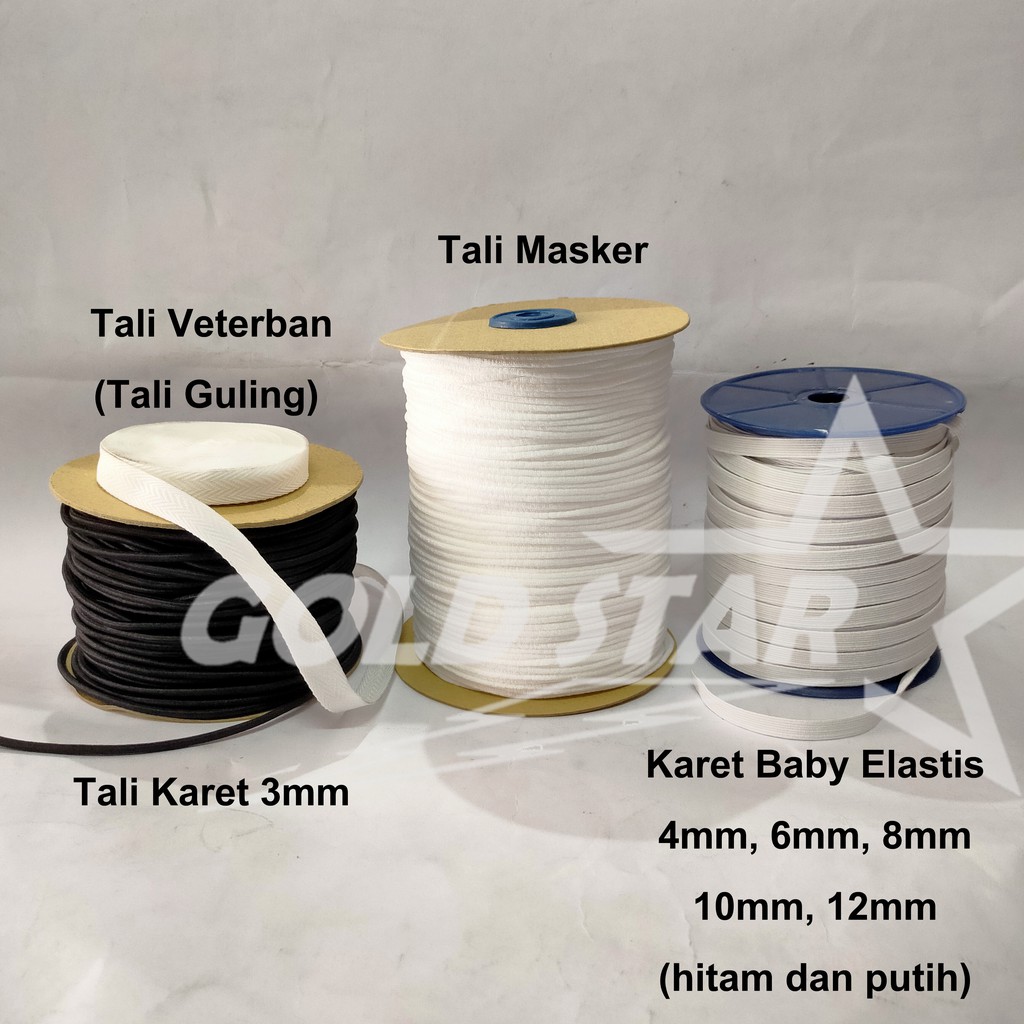 Karet Elastis Elastik Cap Panda Bell MIlton P4 P6 P8 P10 P12 0,6 0,8 1 1,2 cm Karet Melar Roll Cap Burung Jalak Gold Coin