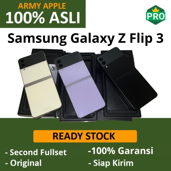 [ Second / Bekas ] (Resmi) Samsung Galaxy Z Flip 3 5G 128Gb 256Gb Cream Black Green Sein Handphone /