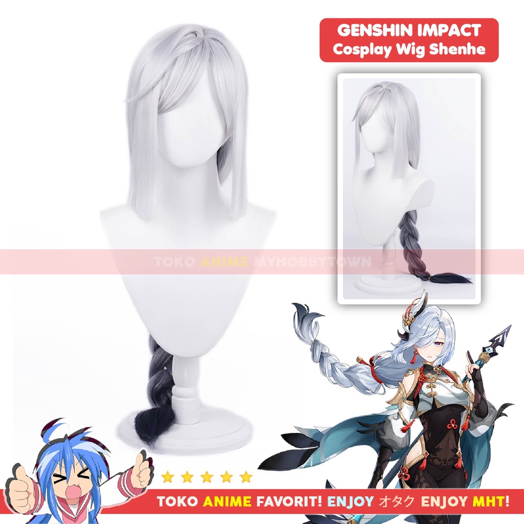 Wig Cosplay Anime Game Genshin Impact : Shenhe - Rambut Palsu