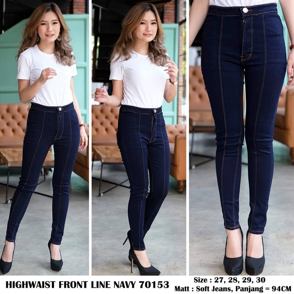 CELANA JEANS HIGH WAIST 27-34 // HIGHWAIST HW LIPAT TULANG TENGAH