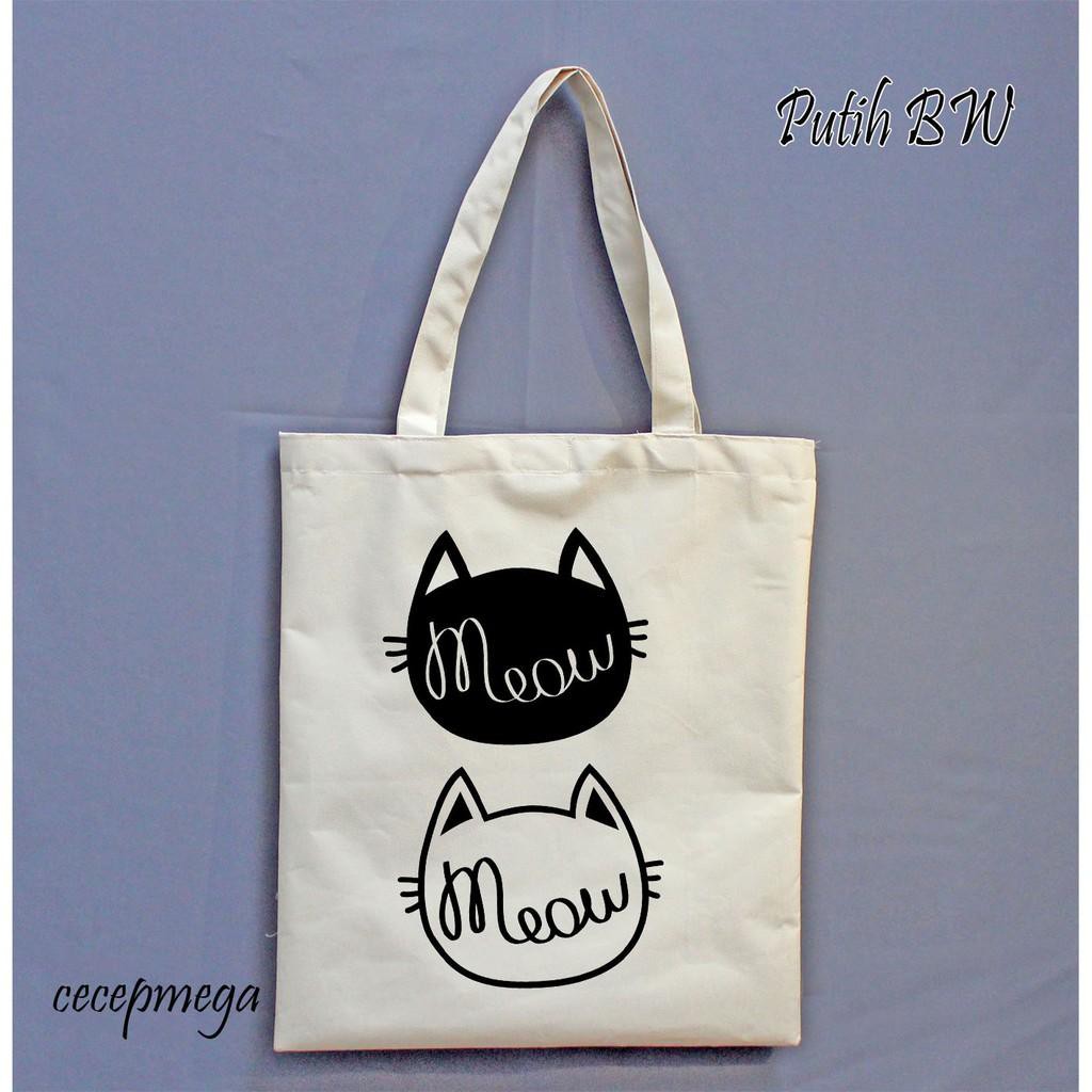 Dijual totebag meow desain MW002 Berkualitas