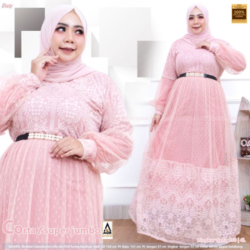 GAMIS SUPER JUMBO TERBARU CORTA B DRESS JUMBO FASHION MUSLIM WANITA AGR WSK ORIGINAL