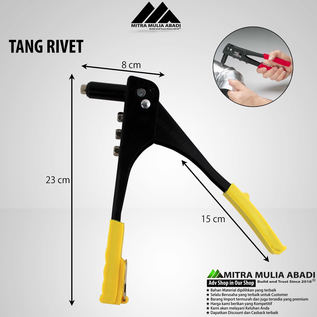 Tang Rivet - Hand Rivet 2.4 - 4.8 mm - Tembakan Paku Rivet