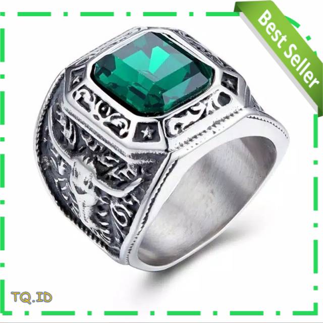 CINCIN PRIA BAJA TITANIUM BATU HIJAU LUMUT | CINCIN BATU TQR-E.3D