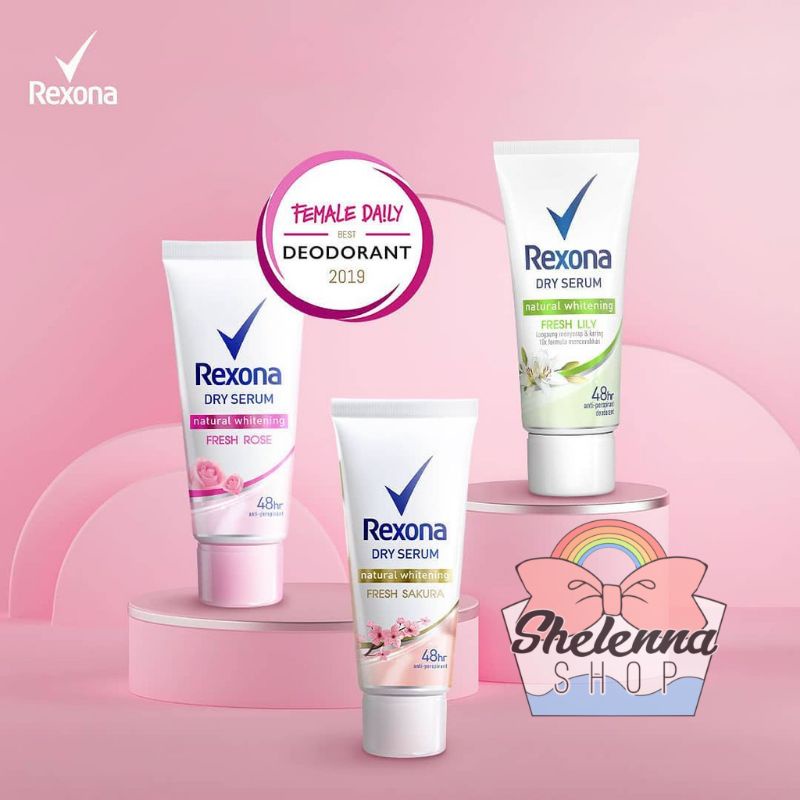 Rexona Deodorant Dry Serum Whitening Fresh Sakura Lily Rose 50ml Anti Bakteri