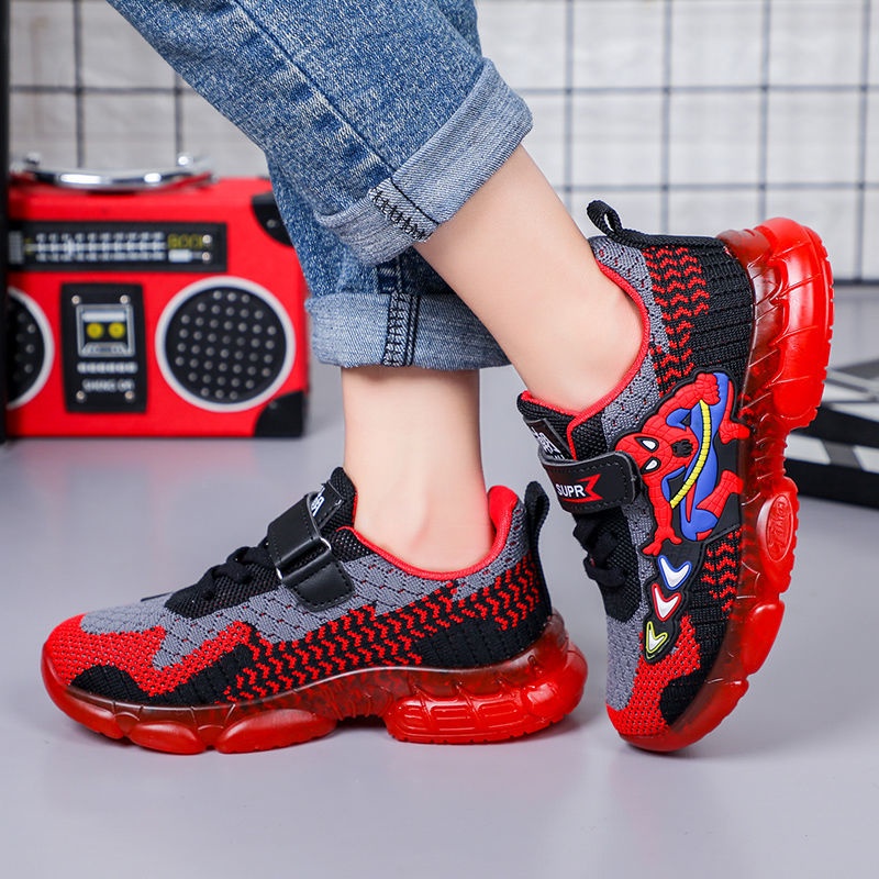 Sepatu Sneakers Anak Laki-laki Import Motif SUPR SPIDER 2 / Sepatu Anak Sport Spiderman