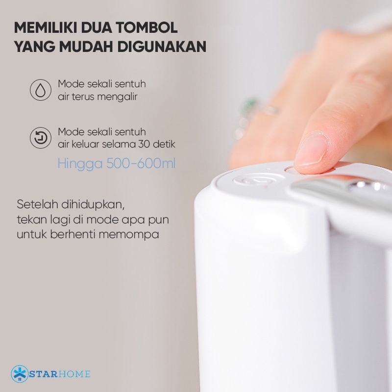 Pompa Galon Elektrik 600ml StarHome Dispenser Galon Air Minum Pompa Air Galon Rechargeable Pompa Air Minum Dispenser Galon Lipat Portable