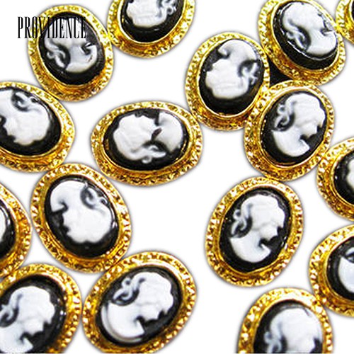 Providence 10 Pcs Vintage 3D Alloy Resin Queen Lady Nail Art Tips Glitters DIY Decoration