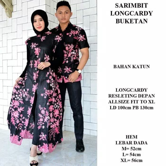 open dropship BAJU COUPLE BATIK SARIMBIT LONGCARDY BATIK BUKETAN BATIK COUPLE MODERN