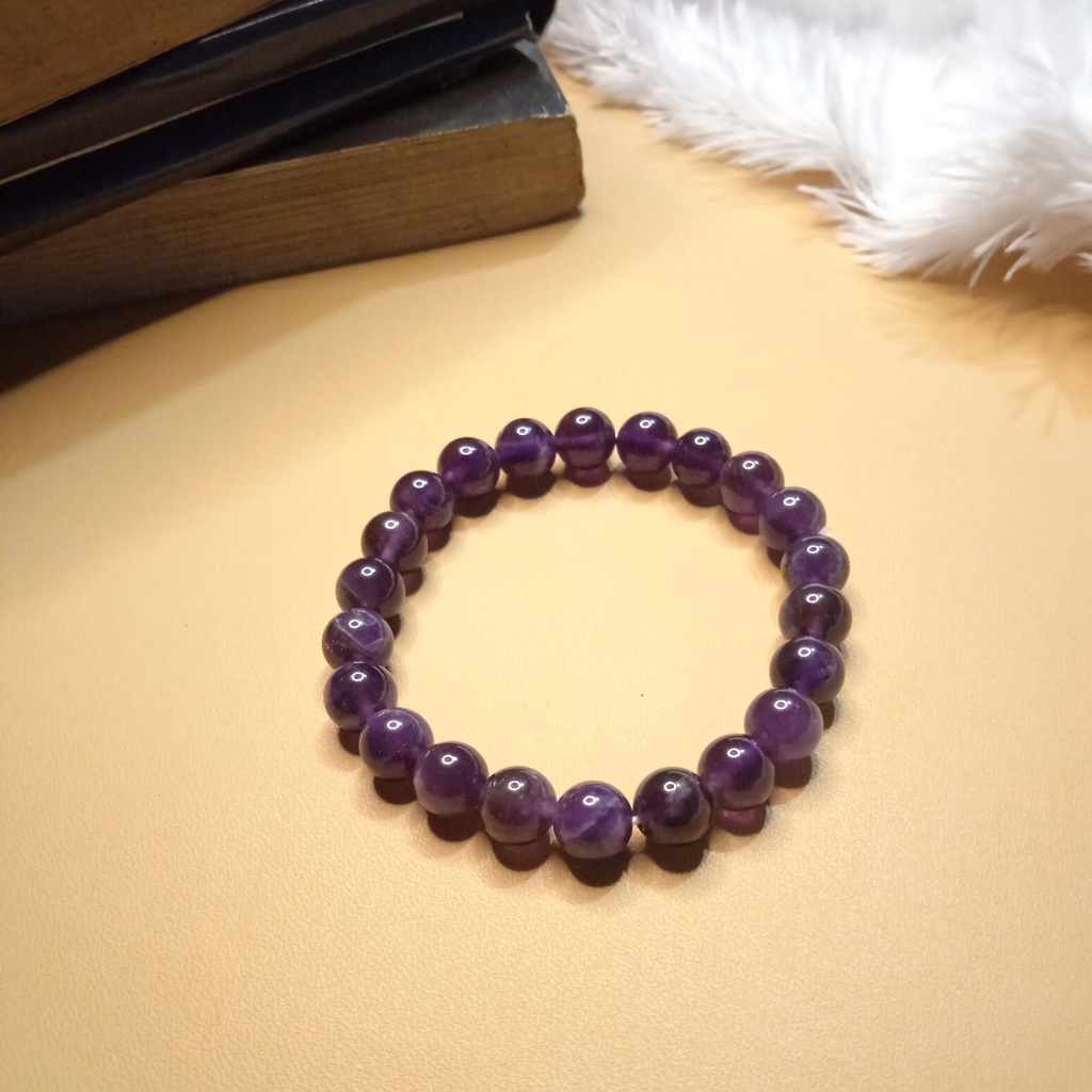 Gelang Batu Natural Kecubung Amethyst 6/8/10/12/14mm