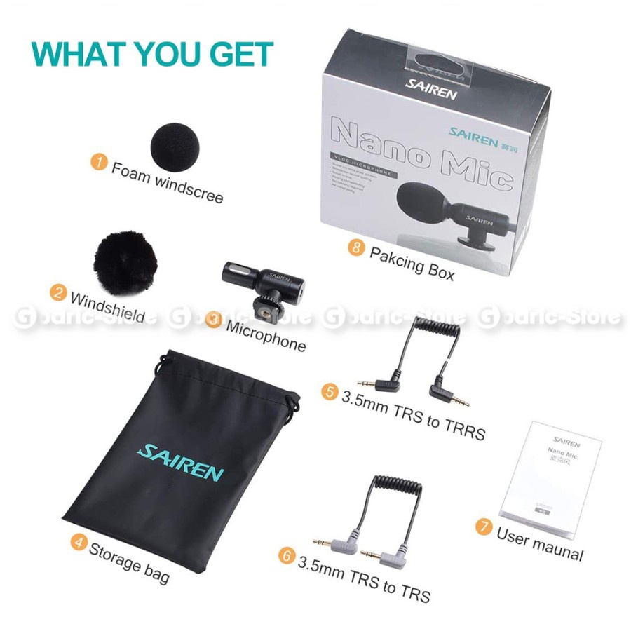 ULANZI SAIREN Nano Mic Cardioid Vlog Microphone untuk Camera &amp; Smartphone