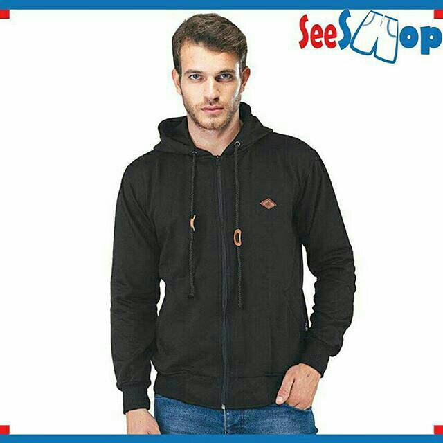 JAKET KASUAL PRIA HITAM - HOODIE COWOK