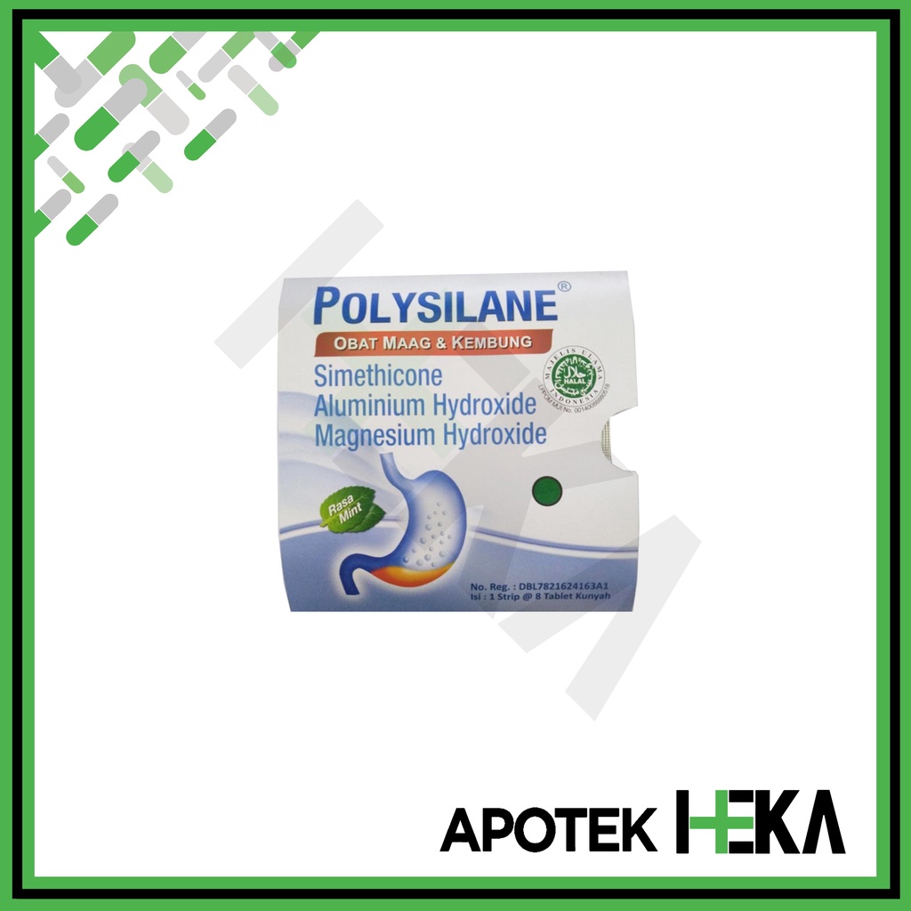 Polysilane Strip Isi 8 Tablet Kunyah - Obat Maag dan Kembung (SEMARANG)