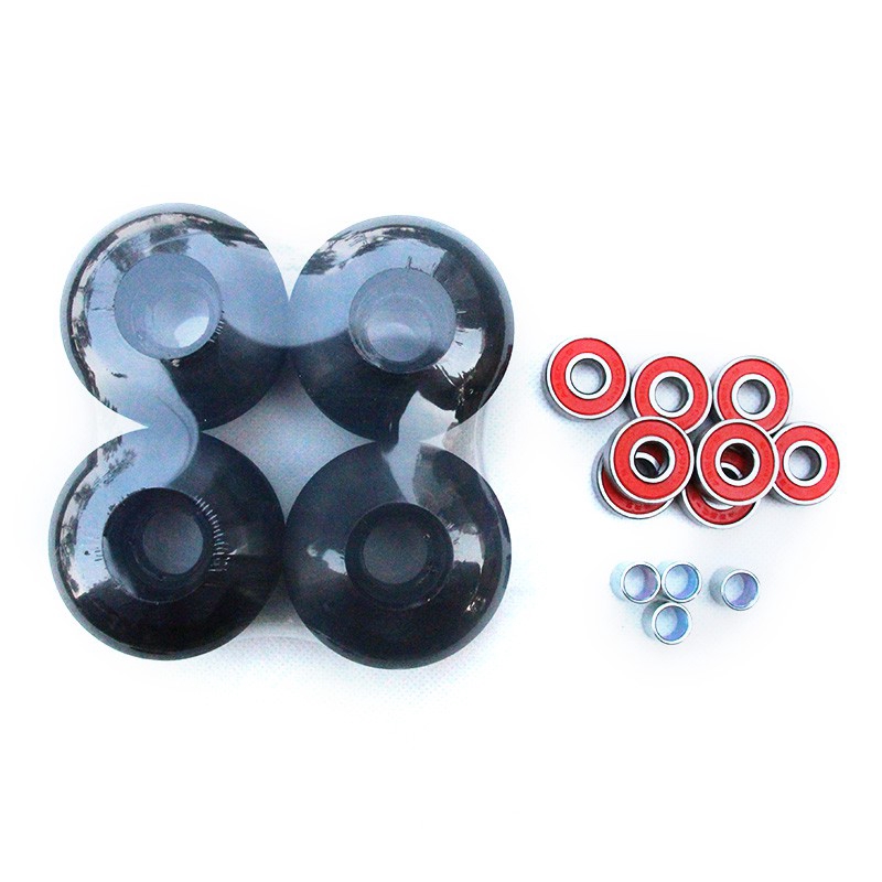 4pcs Roda Skateboard ABEC-9 Bearings Bahan PU Warna Hitam Ukuran 52mm X 30mm 100A