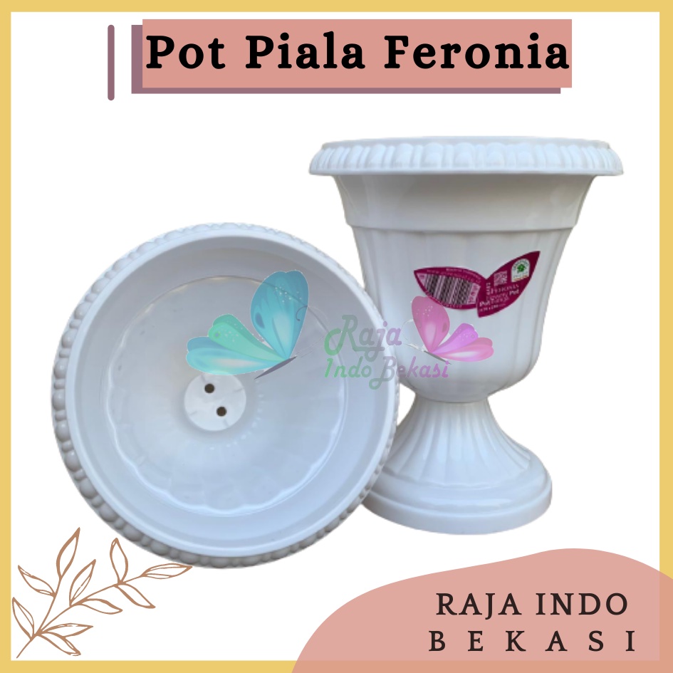 Pot Piala Green Leaf Feronia 6152 Putih Pot Piala Tinggi Putih Plastik hitam pendek 50 - Pot bunga tanaman piala feronia putih 18cm - PIALA MINI 6152