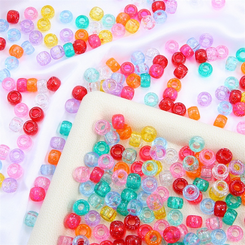 100Pcs Candy Color Acrylic Round Hole Spacer Beads For Jewelry Making Charms Kids DIY Craft Earring Bracelet Handicrafts