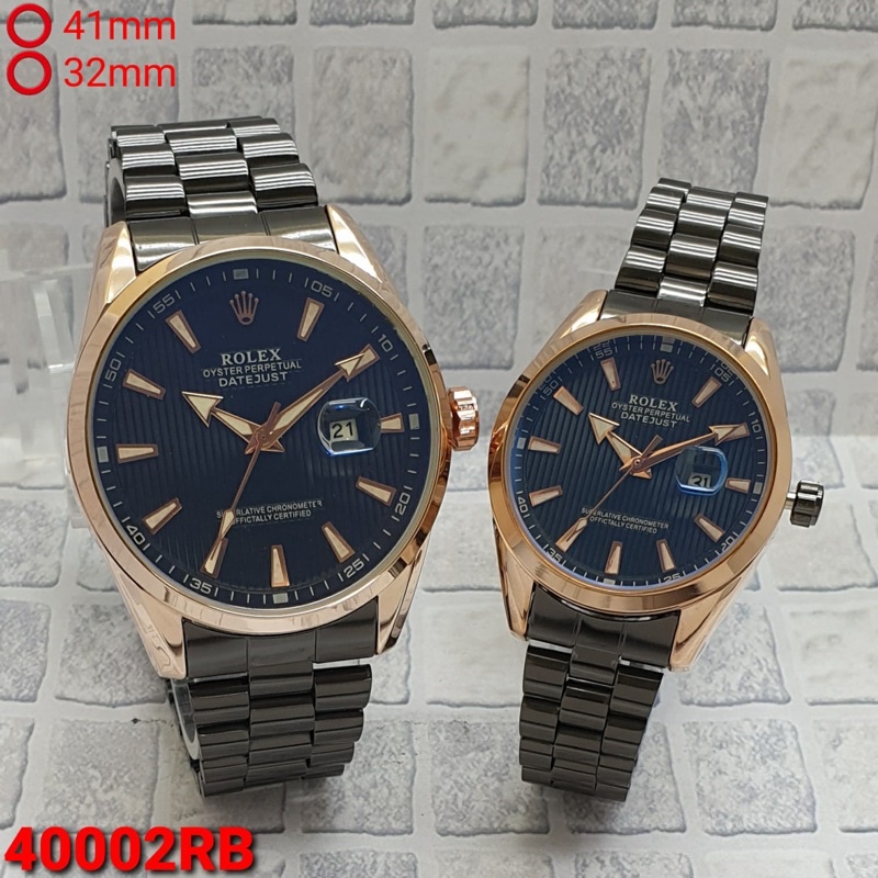 Jam Tangan Rolex Rantai Couple Pria &amp; Wanita Balok Tanggal Aktif Terbaru B315 Free Box Rolex &amp; Baterai