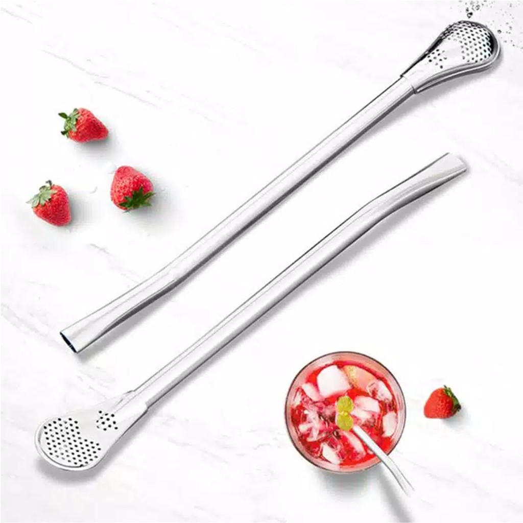 Sedotan sendok stainless warna / sendok sedotan unik / sendok teh stainless / sendok kopi stainless-7