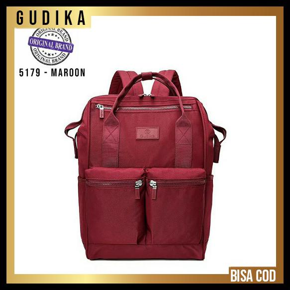 Ransel GUDIKA bag Original 5179 tas ransel laptop kekinian wanita gudi - maroon Ready