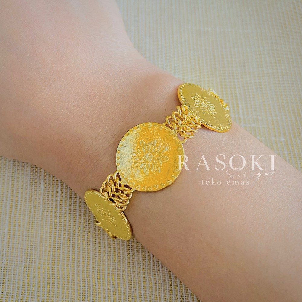 GELANG EMAS 24 30gram KOIN UKIR  EMAS MURNI LM 99,99% | RASOKI EMAS