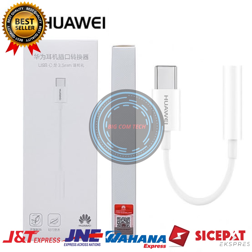 Converter Earphone Headset Huawei P10 Plus / P20 Pro / P30 Pro / P40 / Mate 9 Pro / Mate 10 Pro / Mate 20 X / Mate 20 Pro / Honor V30 Pro / Honor V40 Lite Usb Type-C To Jack Audio 3.5mm Original