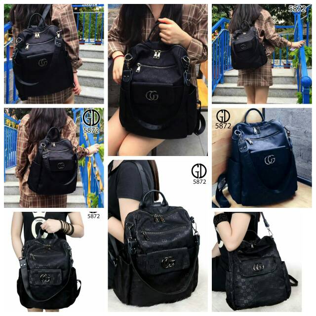 New arrival Best Seller Ladies BACKPACK GUCCI GD Bags Waterfproof Parasut Hardware Black (5872)