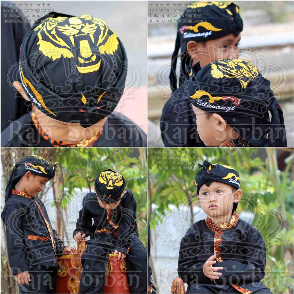 Blangkon Bordir Kujang Siliwangi Ukuran Anak - Iket Totopong Bendo Bordir Sunda Kujang Blangkon Anak