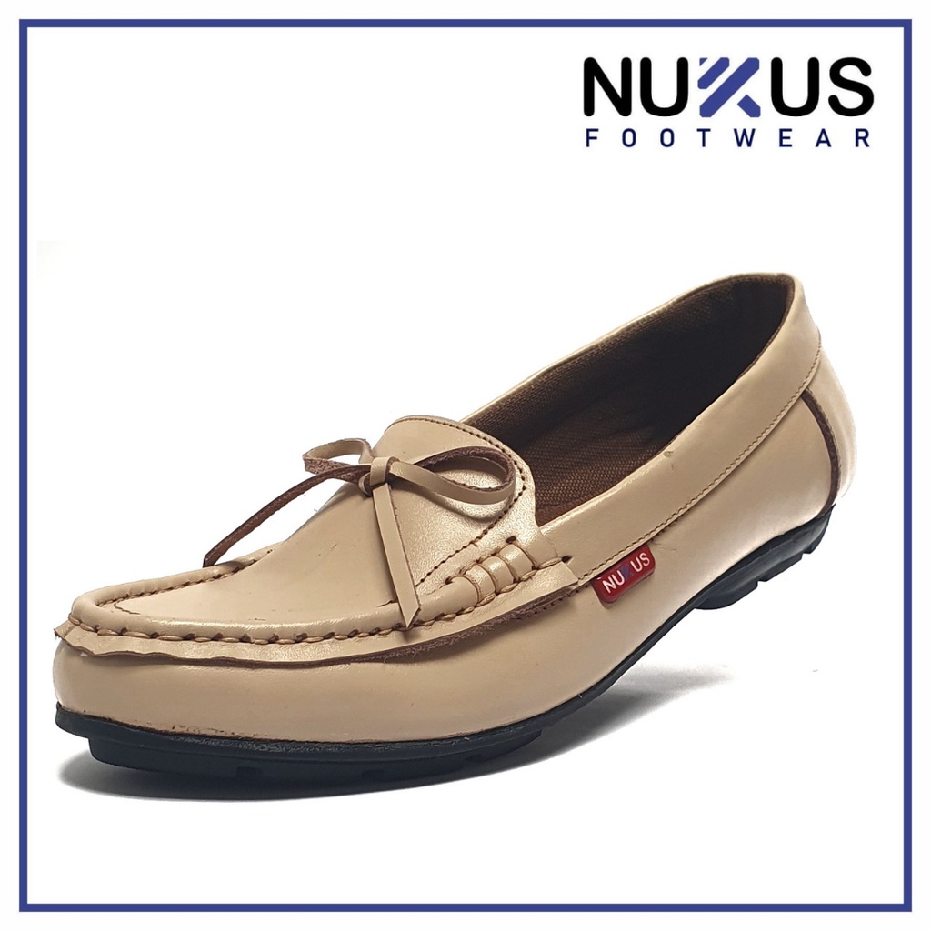 Nukus Sepatu Kerja Wanita Flat Shoes Kulit Sapi Asli Hitam Dan Coklat Tan - SPW PT