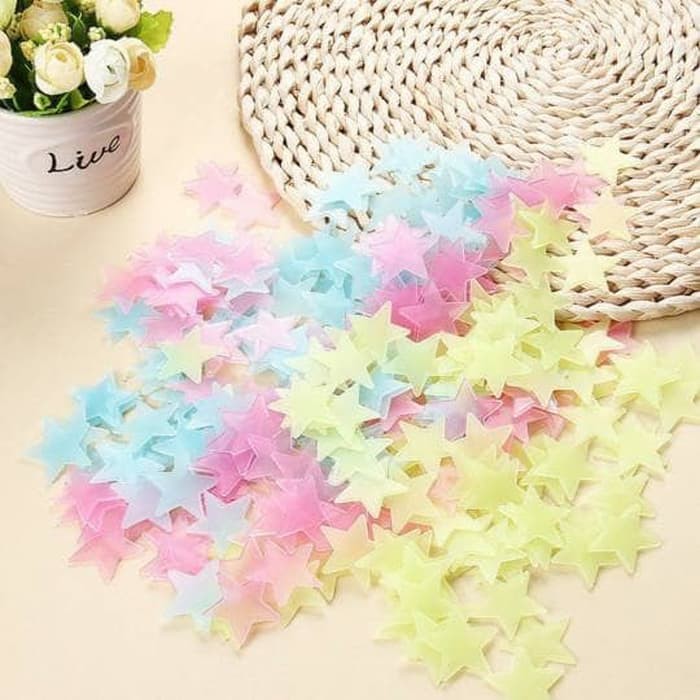 100 PCS Stiker Bintang Stiker Dinding Glow In The Dark Star Sticker