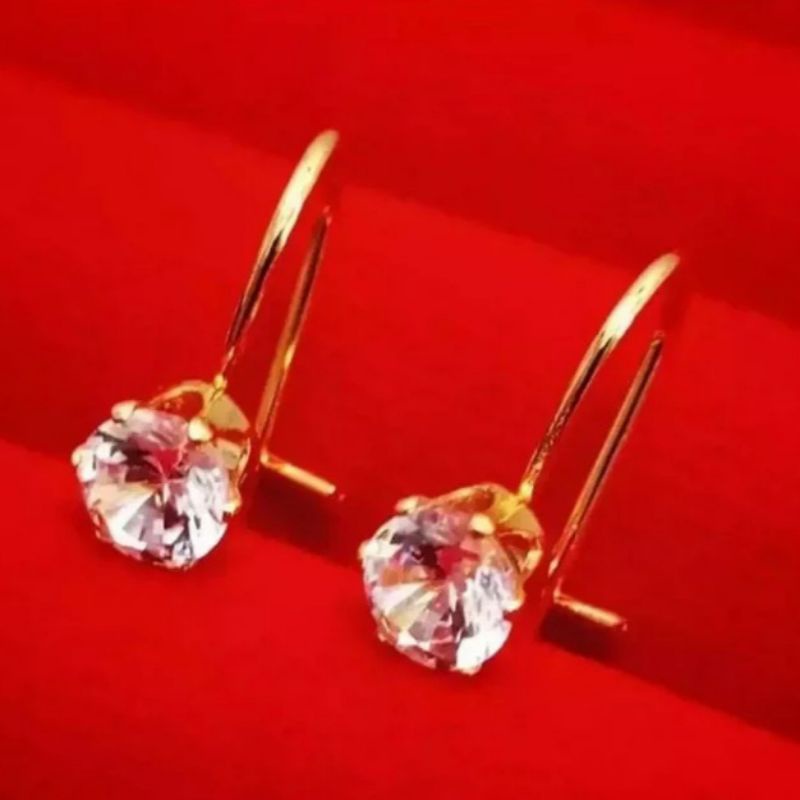 Anting Desy Mata Satu Titanium Gold Berlapis Emas 24k Anti Luntur