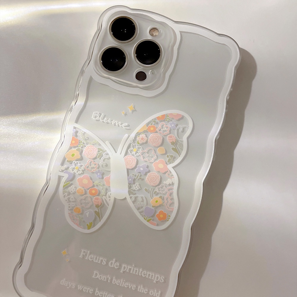 Butterfly Soft Case Tpu Silikon Transparan Motif Kupu-Kupu Untuk iPhone 13 11 12 Pro Max X XR XS Max 7 8 Plus 13 Mini 12 Mini SE2020