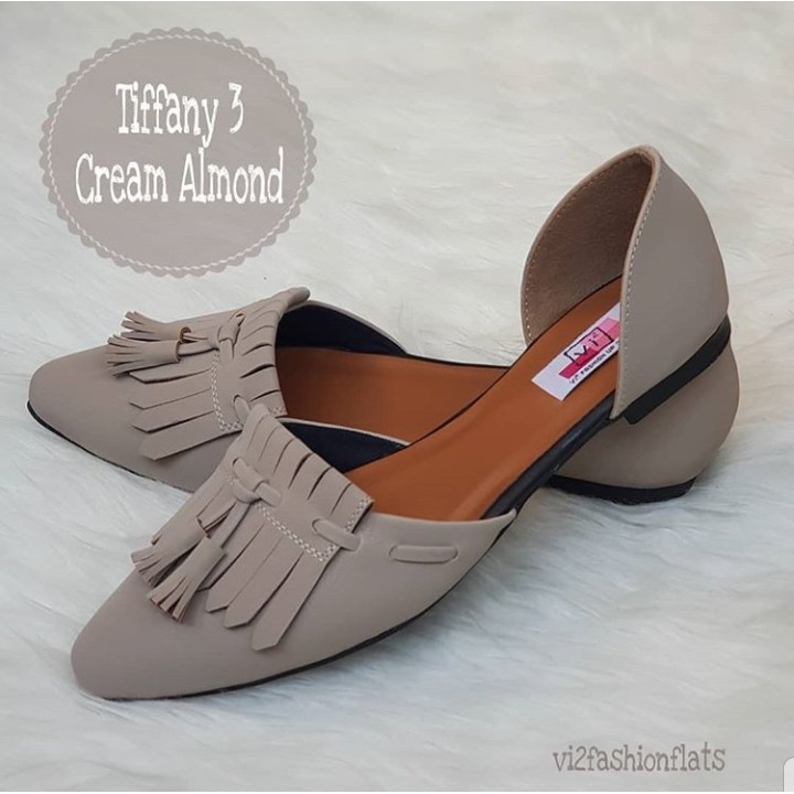 Sepatu Sandal  Wanita Flat Lancip  VI2FASHION Bahan Leather 