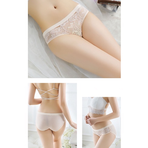 Wanita Celana Dalam Brief Sexy Low Waist G Stirng Polos Bunga Transparan Pakian dalam 3C177