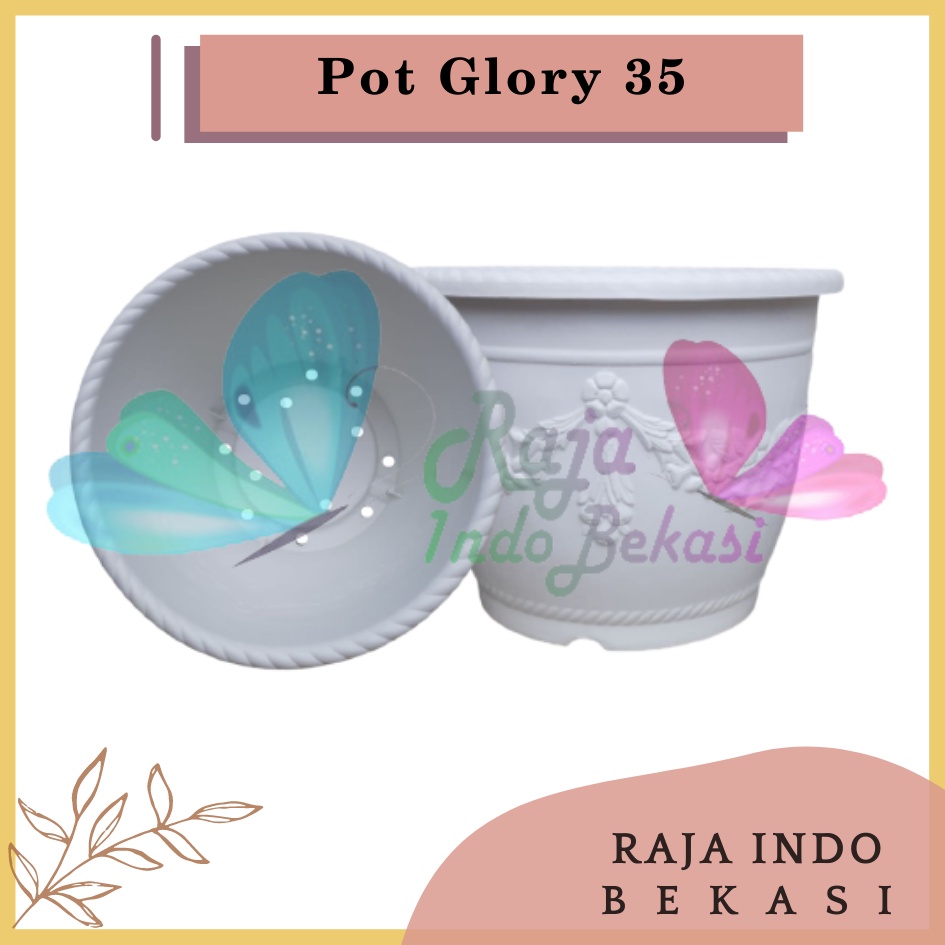 4pcs Pot Shallom Kb Glory 35 Cm Putih Motif Pot Plastik 35cm Glory Vas Bunga Putih Pot Tanaman Hias