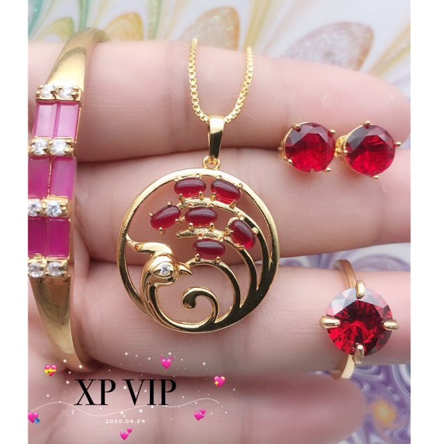 Xuping set perhiasan impor terlaris permata gelang batu mirah permata kalung giok star+