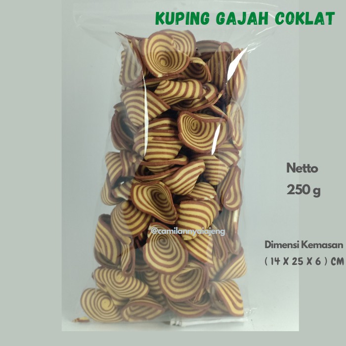 

Kue Kuping Gajah Coklat Cip Cop Camilan Kiloan 250 g