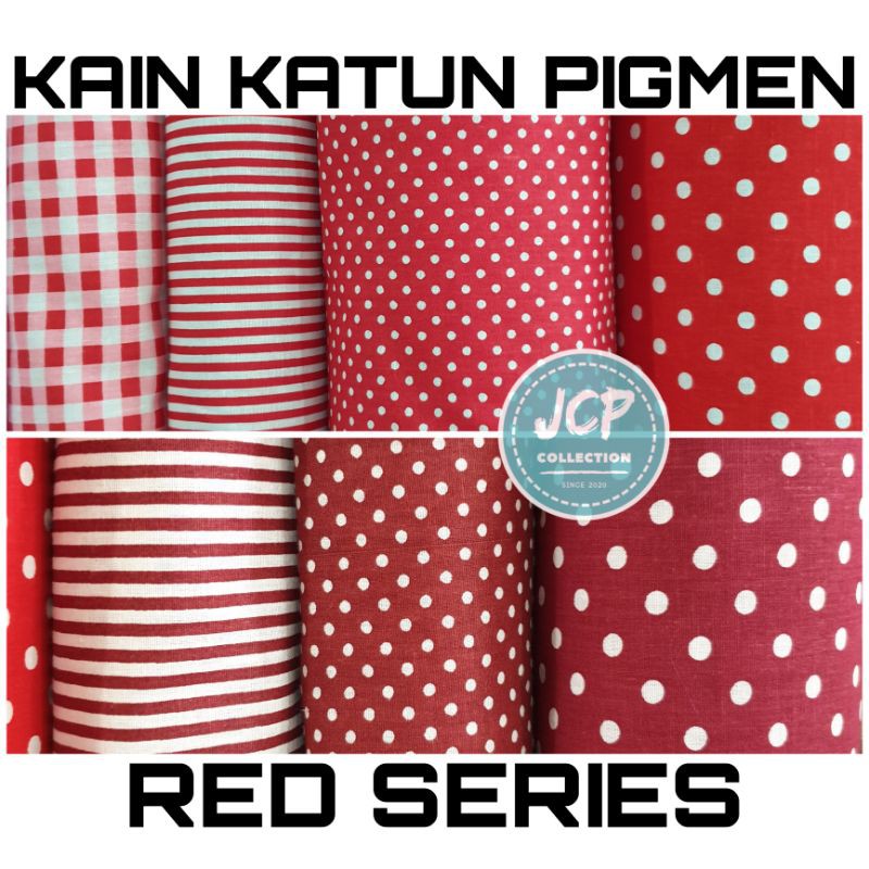 RED SERIES - Kain Katun Meteran Motif Kotak Gingham Polka Polkadot Garis Strip Blaster Liris