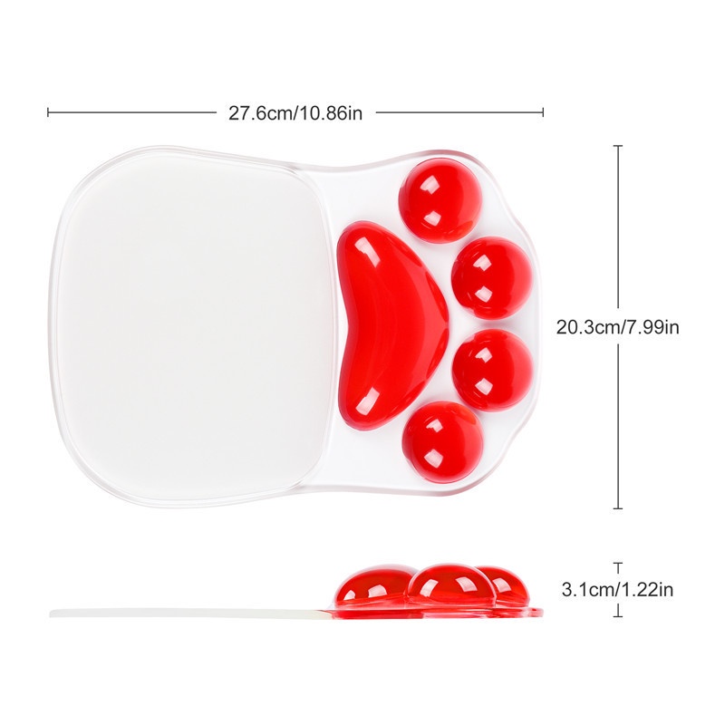 Mouse Pad Bahan Silikon Lembut Transparan Motif Telapak Kaki Kucing 3D