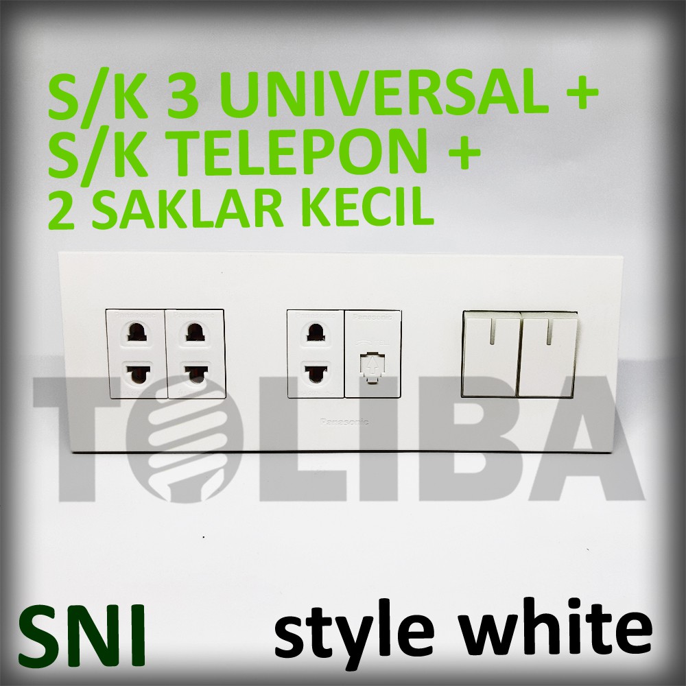 saklar seri + 3 s/k universal + stopkontak telepon minimalis style white ib panasonic sni