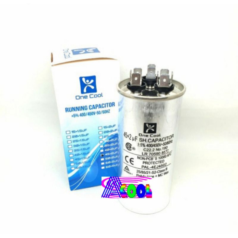 Kapasitor AC 45+2 uf 3 Soket/Running Capacitor-Kapacitor 45+2uf