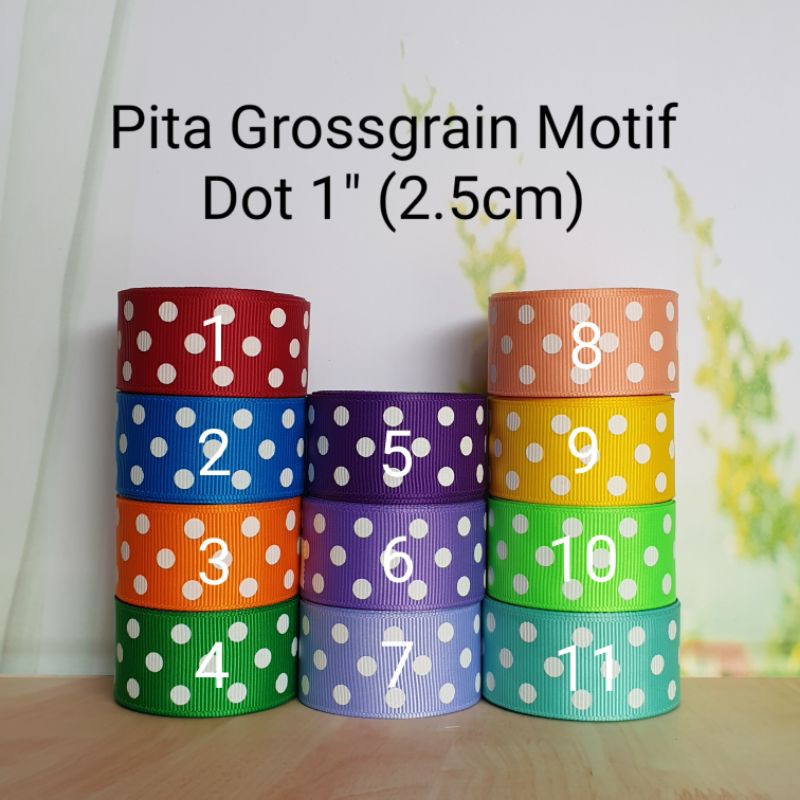 Pita Grossgrain Motif Polkadot Putih 1" (2.5cm)