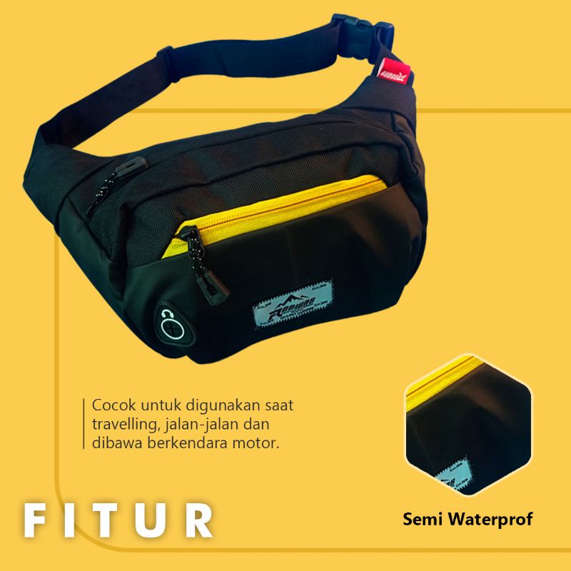 Tas Selempang Waistbag Tas Slempang Distro Semi Waterproof Pria Wanita Roowns Wonder