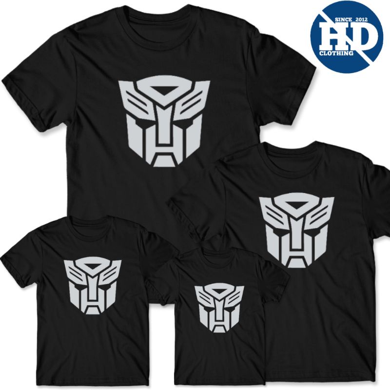 KAOS ATASAN PRIA DEWASA DAN ANAK MOTIF TRANSFORMERS COUPLE FAMILY